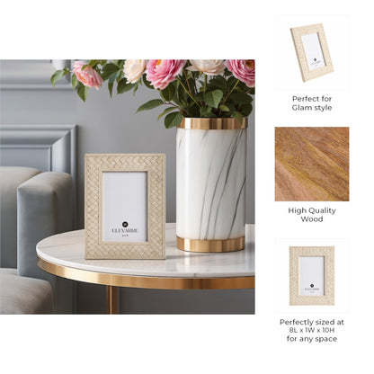 LUANDA LETHER 5X7 PHOTO FRAME, CREAM