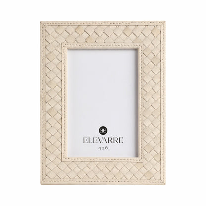 LUANDA LETHER 5X7 PHOTO FRAME, CREAM