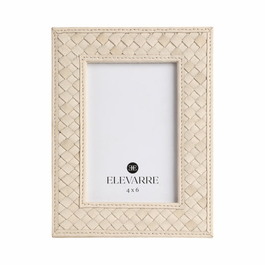 LUANDA LETHER 5X7 PHOTO FRAME, CREAM