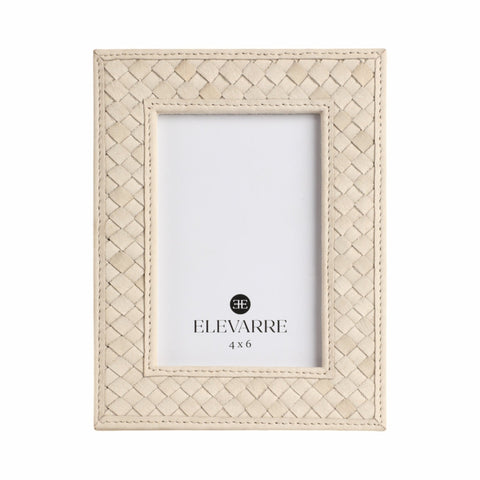 LUANDA LETHER 5X7 PHOTO FRAME, CREAM