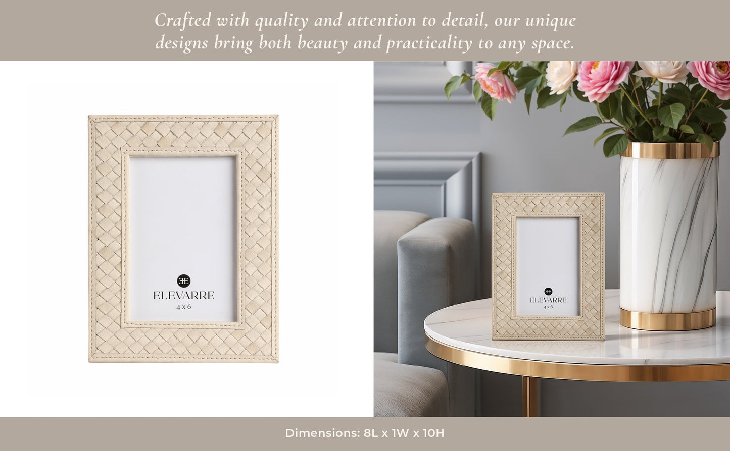 LUANDA LETHER 5X7 PHOTO FRAME, CREAM