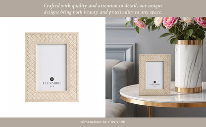 LUANDA LETHER 5X7 PHOTO FRAME, CREAM