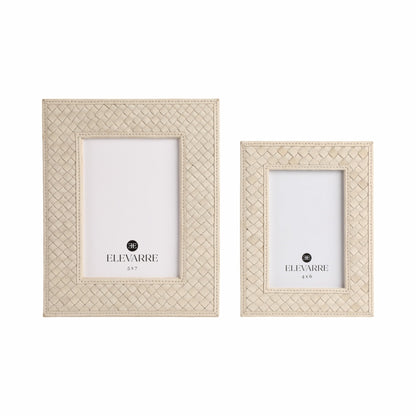 LUANDA LETHER 5X7 PHOTO FRAME, CREAM