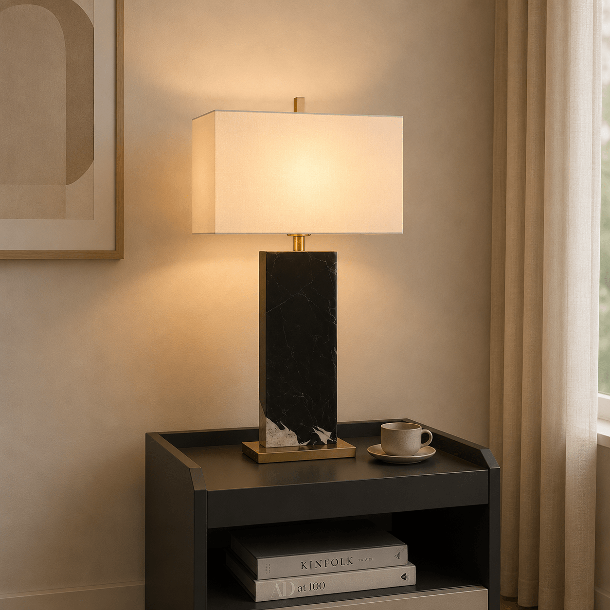 Nero Black Marble Table Lamp Luma Stone Collection