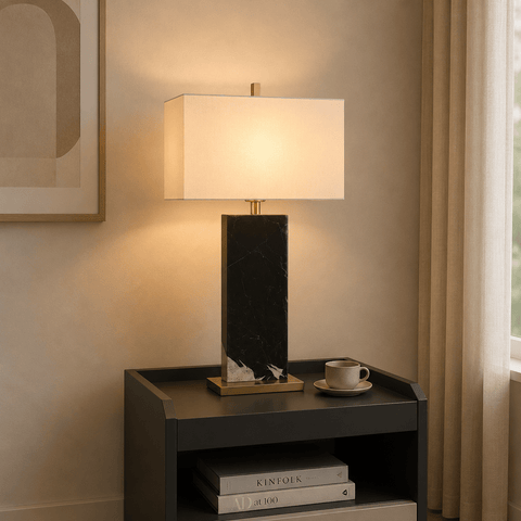 Nero Black Marble Table Lamp Luma Stone Collection