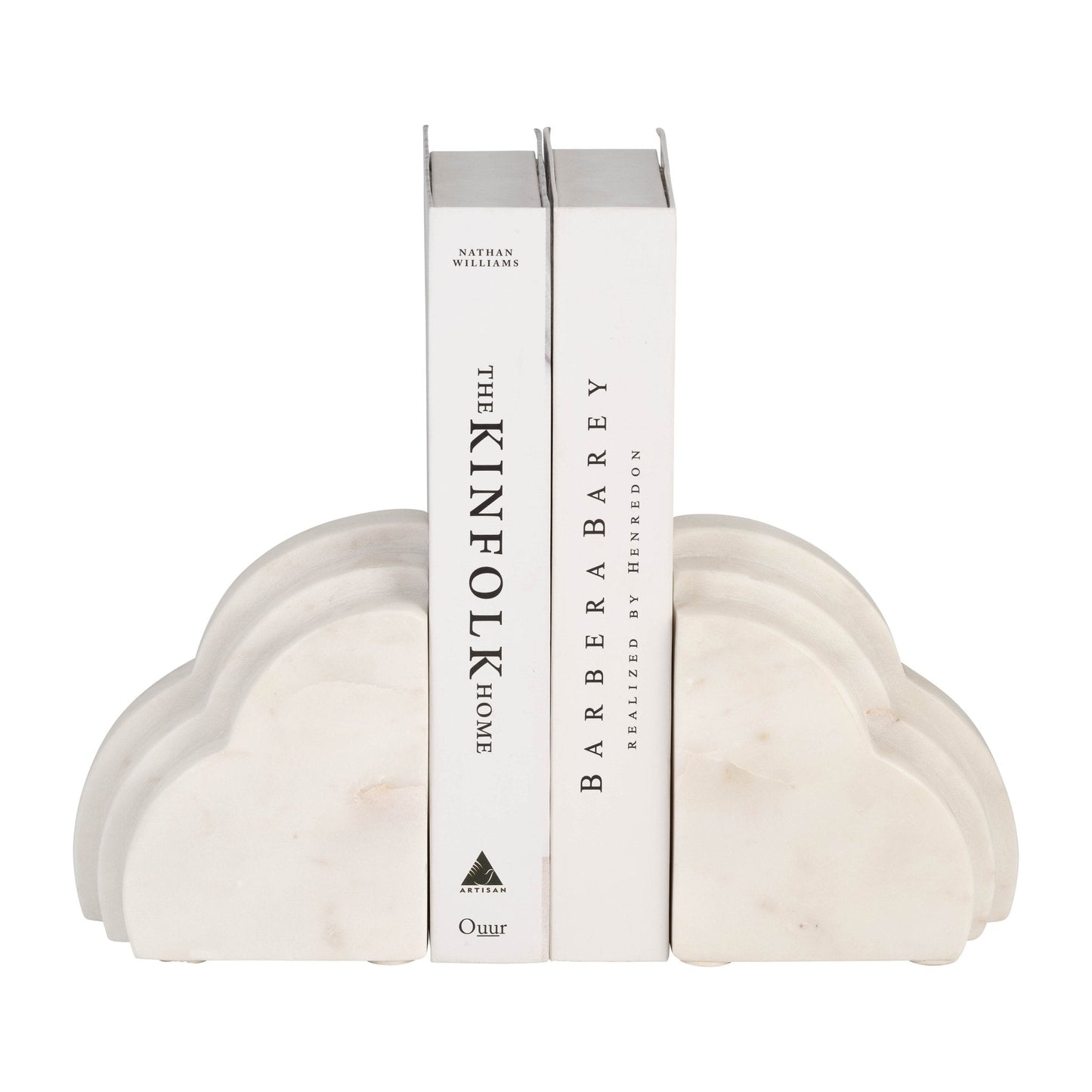 MARBLE, S/2 6"H RAINBOW BOOKENDS, WHITE