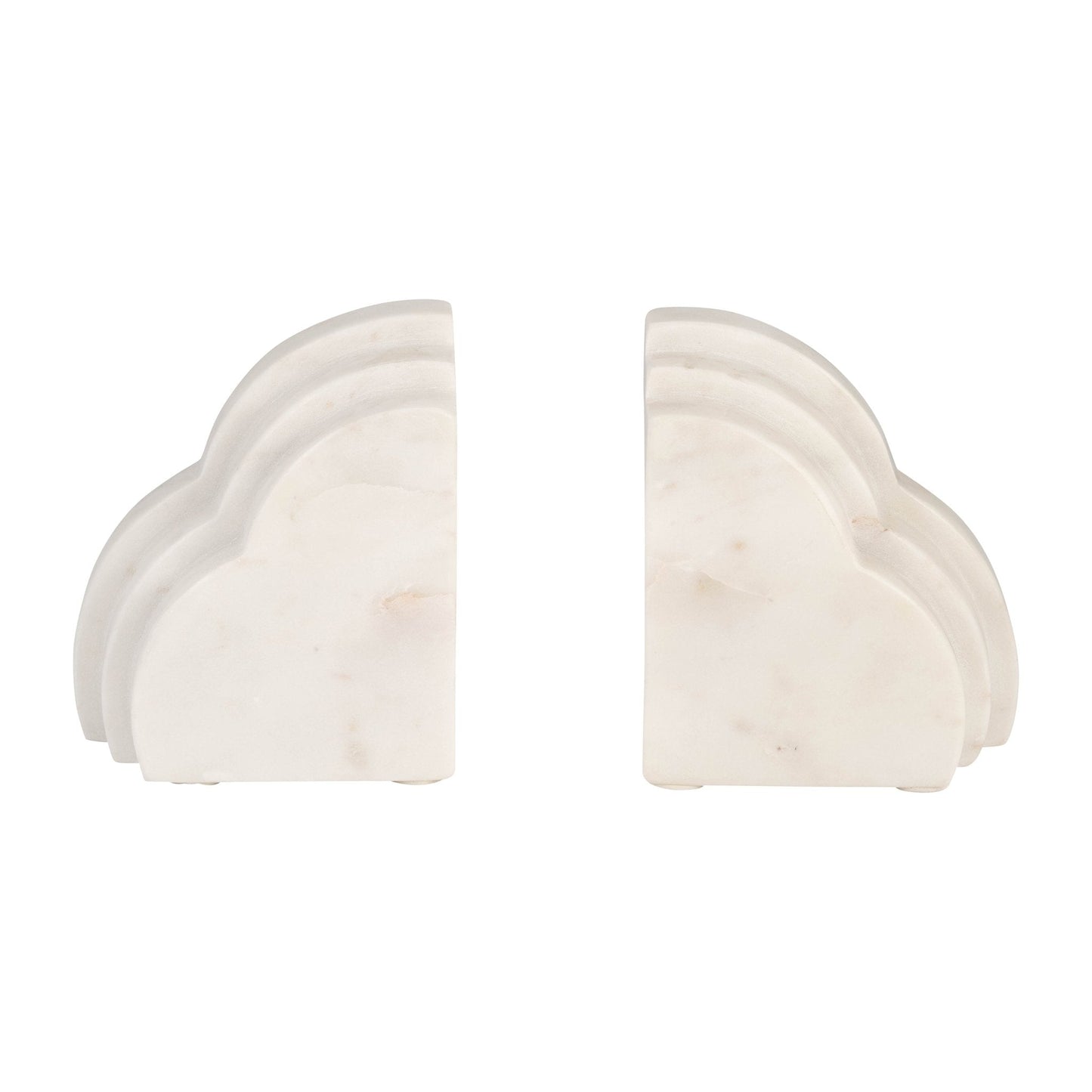 MARBLE, S/2 6"H RAINBOW BOOKENDS, WHITE