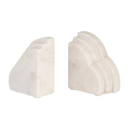 MARBLE, S/2 6"H RAINBOW BOOKENDS, WHITE