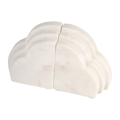 MARBLE, S/2 6"H RAINBOW BOOKENDS, WHITE