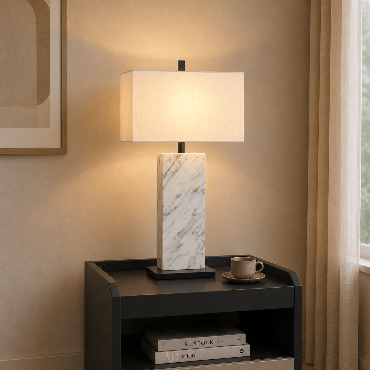 Marbled Linen Table Lamp Luma Stone Collection