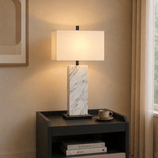 Marbled Linen Table Lamp Luma Stone Collection