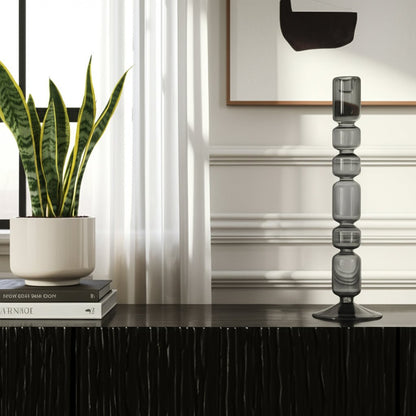 Mixed Bubble Taper Candleholder, Smoke |21351-03