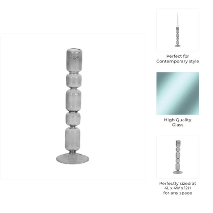 Mixed Bubble Taper Candleholder, Smoke |21351-03