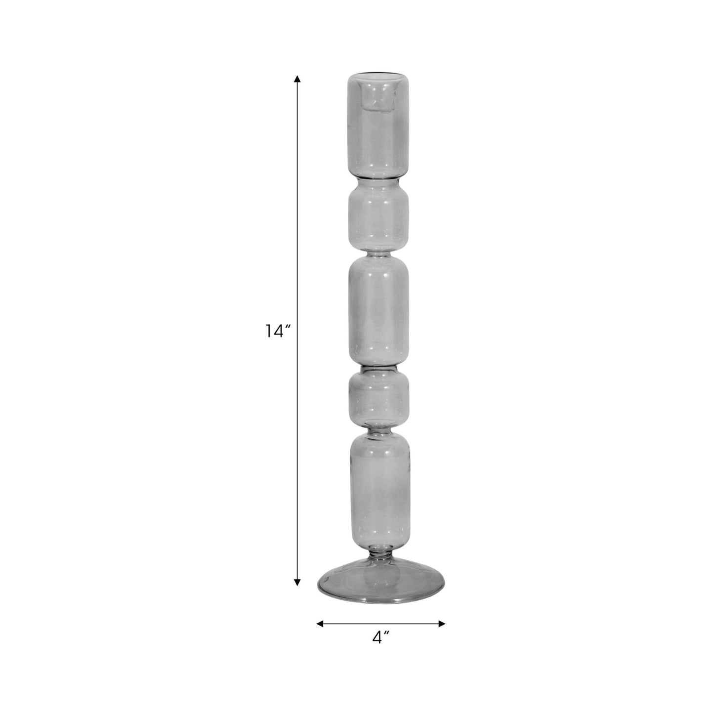 Mixed Bubble Taper Candleholder, Smoke |21351-03