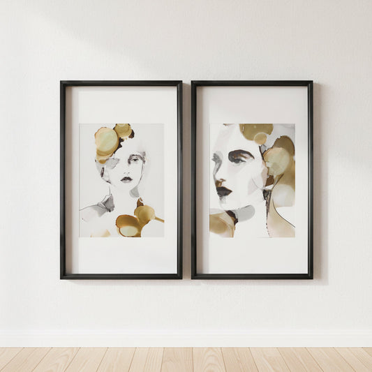 Organic Portrait Framed Prints, S/2