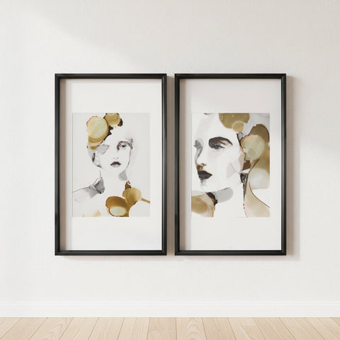 Organic Portrait Framed Prints, S/2