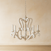 POLYRESIN 5 LIGHT WOOD LOOK CHANDELIER BEIGE