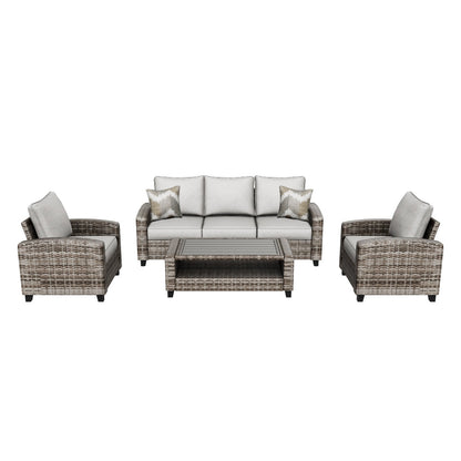 Oasis Court Outdoor Sofa/Chairs/Table Set (Set of 4)
