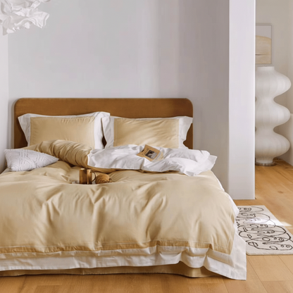 Printed Fabric Yellow Bedding Set-KING