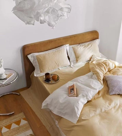 Printed Fabric Yellow Bedding Set-KING