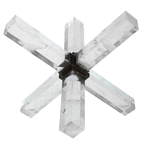 R17926-UTT | Double Cross Sculpture, Faux Quartz Crystal