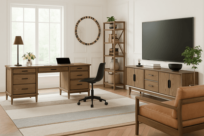 Roanhowe TV Stand And Home Office Desk Set
