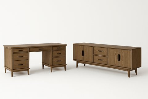 Roanhowe TV Stand And Home Office Desk Set