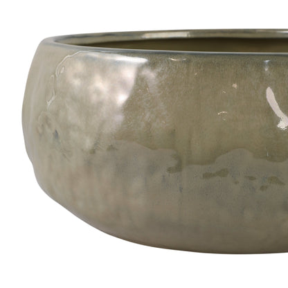S/2 10/12" IRIDESCENT BOWL PLANTERS, GREEN