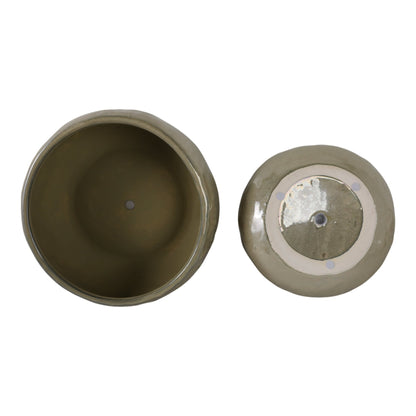 S/2 10/12" IRIDESCENT BOWL PLANTERS, GREEN