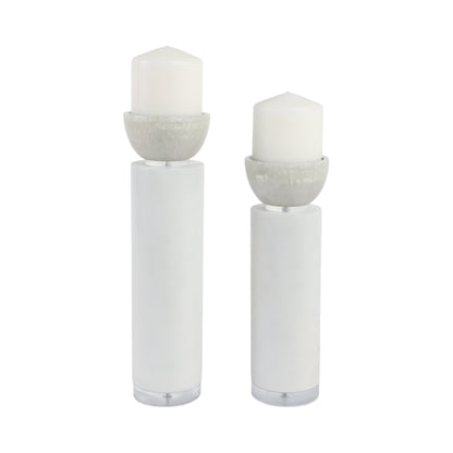S/2 13/11" Colchester Wood And Mica Resin Candle H