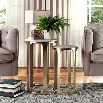 S/2 21/22" SURREY SELENITE TOP ACCENT TABLES