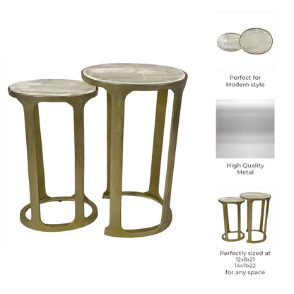 S/2 21/22" SURREY SELENITE TOP ACCENT TABLES