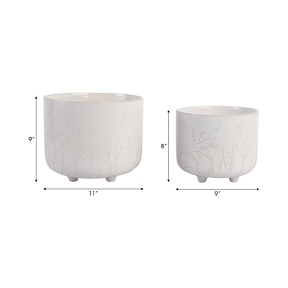 S/2 9/11" BLOOMING BRANCHES PLANTERS, IVORY