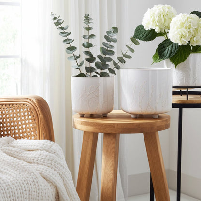 S/2 9/11" BLOOMING BRANCHES PLANTERS, IVORY