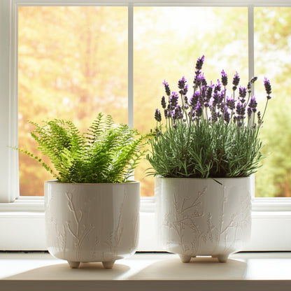 S/2 9/11" BLOOMING BRANCHES PLANTERS, IVORY