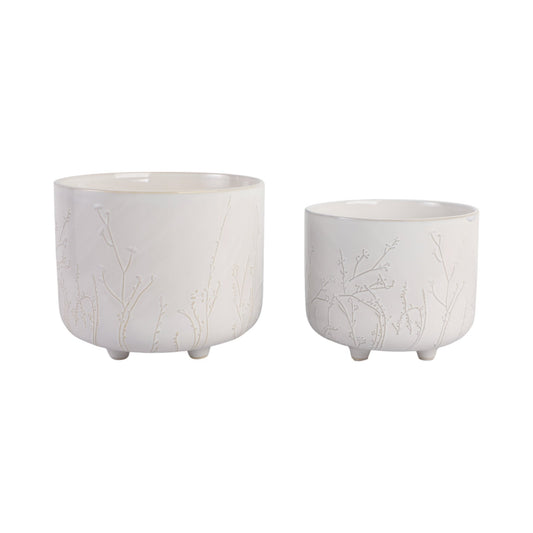 S/2 9/11" BLOOMING BRANCHES PLANTERS, IVORY