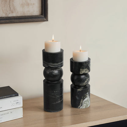 S/2 9/12" Himalayan Marble Candle Holders