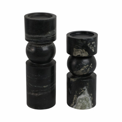 S/2 9/12" Himalayan Marble Candle Holders