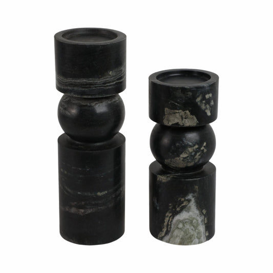 S/2 9/12" Himalayan Marble Candle Holders