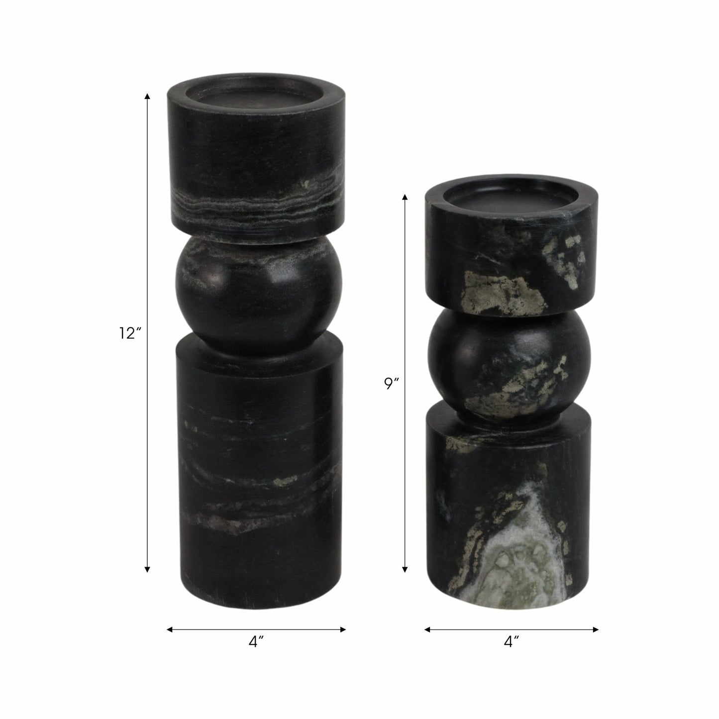 S/2 9/12" Himalayan Marble Candle Holders