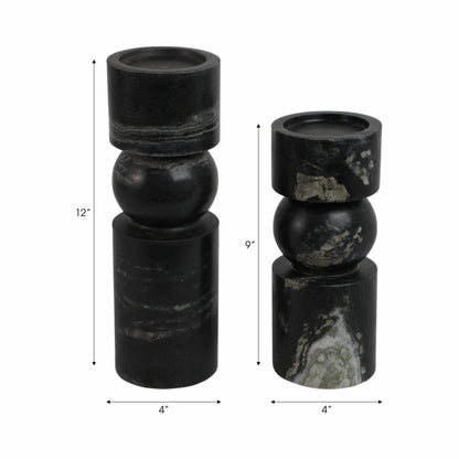 S/2 9/12" Himalayan Marble Candle Holders
