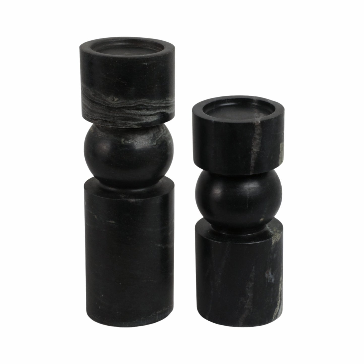 S/2 9/12" Himalayan Marble Candle Holders