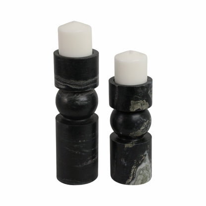 S/2 9/12" Himalayan Marble Candle Holders