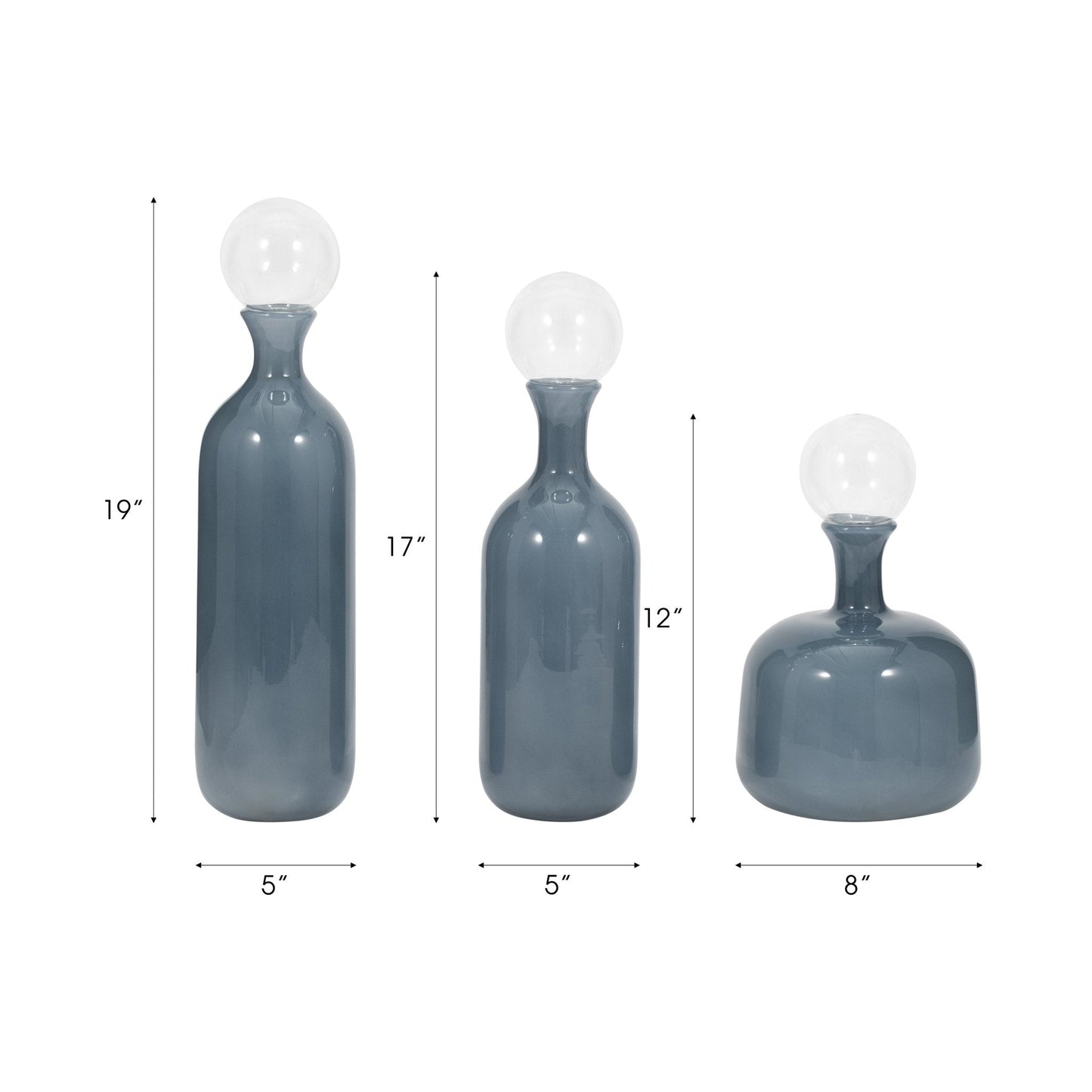 S/3 12/17/19" Verena Green/Blue Lidded Glass Bottles |EV19452-02