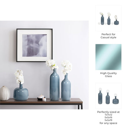 S/3 12/17/19" Verena Green/Blue Lidded Glass Bottles |EV19452-02