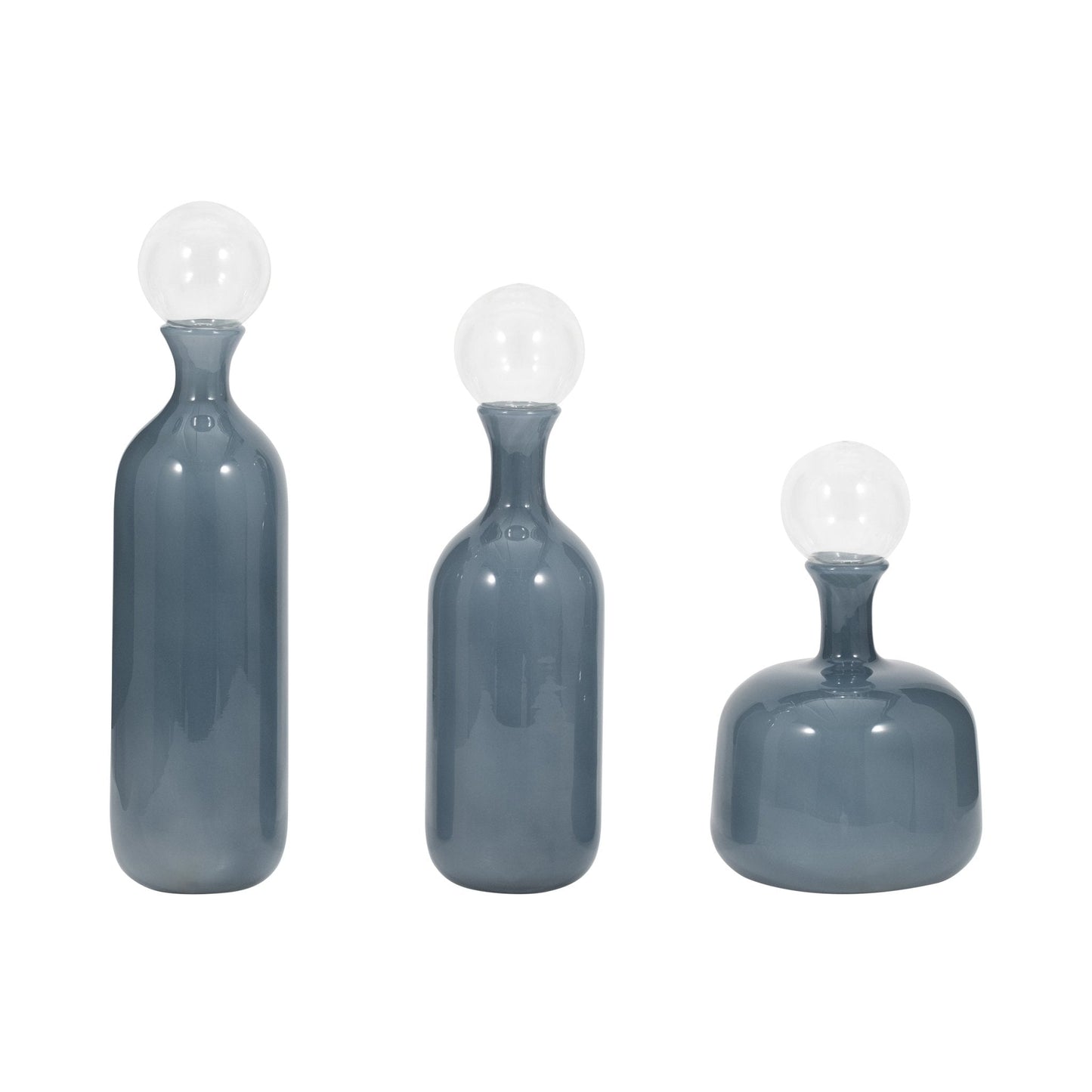 S/3 12/17/19" Verena Green/Blue Lidded Glass Bottles |EV19452-02