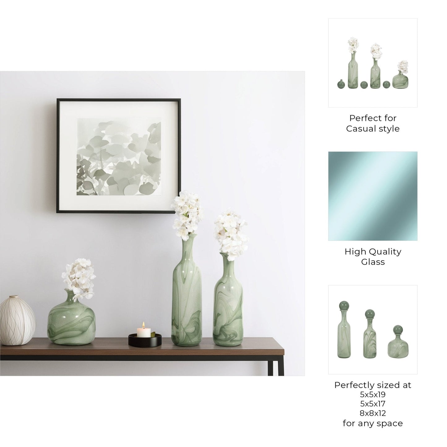 S/3 12/17/19" Verena Green/Blue Lidded Glass Bottles |EV19452-02