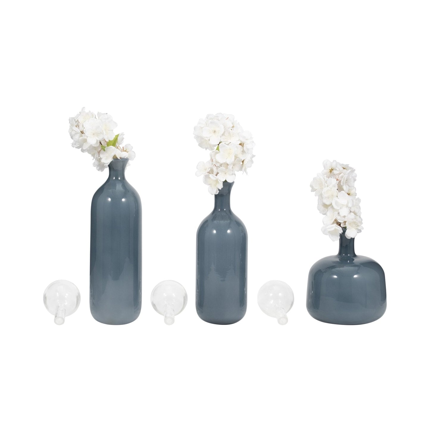 S/3 12/17/19" Verena Green/Blue Lidded Glass Bottles |EV19452-02