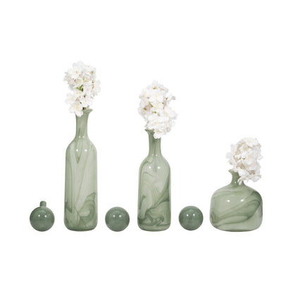 S/3 12/17/19" Verena Green/Blue Lidded Glass Bottles |EV19452-02