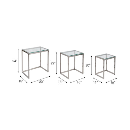 S/3 20/22/24" MAXWELL STAINLESS STEEL NESTING TABL